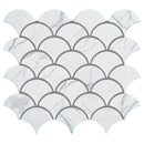 Porcetile White Cararra 11.46 in. x 12.01 in. Fish Scale Matte Porcelain Mosaic Wall and Floor Tile