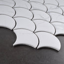 Porcetile White Cararra 11.46 in. x 12.01 in. Fish Scale Matte Porcelain Mosaic Wall and Floor Tile
