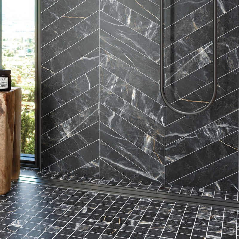 ELEGANCE 3.15"x15.75" Matte Porcelain Floor and Wall Tile - Marquina Gold