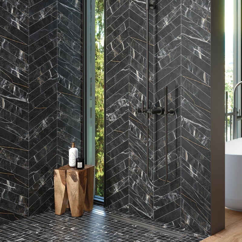 ELEGANCE 3.15"x15.75" Matte Porcelain Floor and Wall Tile - Marquina Gold