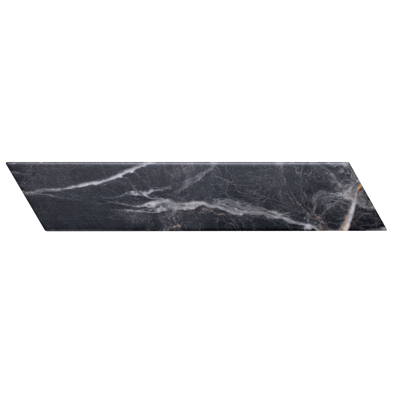 ELEGANCE 3.15"x15.75" Matte Porcelain Floor and Wall Tile - Marquina Gold