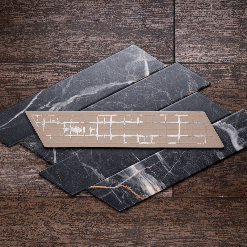 ELEGANCE 3.15"x15.75" Matte Porcelain Floor and Wall Tile - Marquina Gold