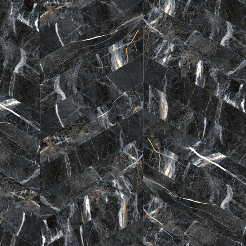 ELEGANCE 3.15"x15.75" Matte Porcelain Floor and Wall Tile - Marquina Gold