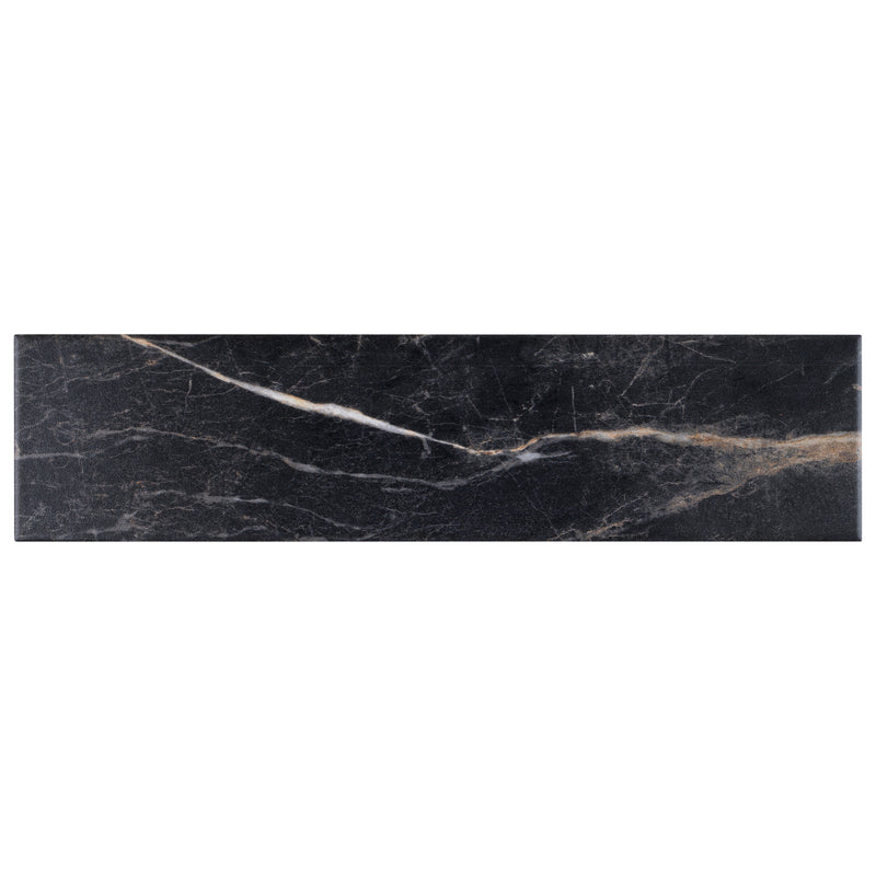 ELEGANCE 3.15"x12.99" Matte Porcelain Floor and Wall Tile - Marquina Gold