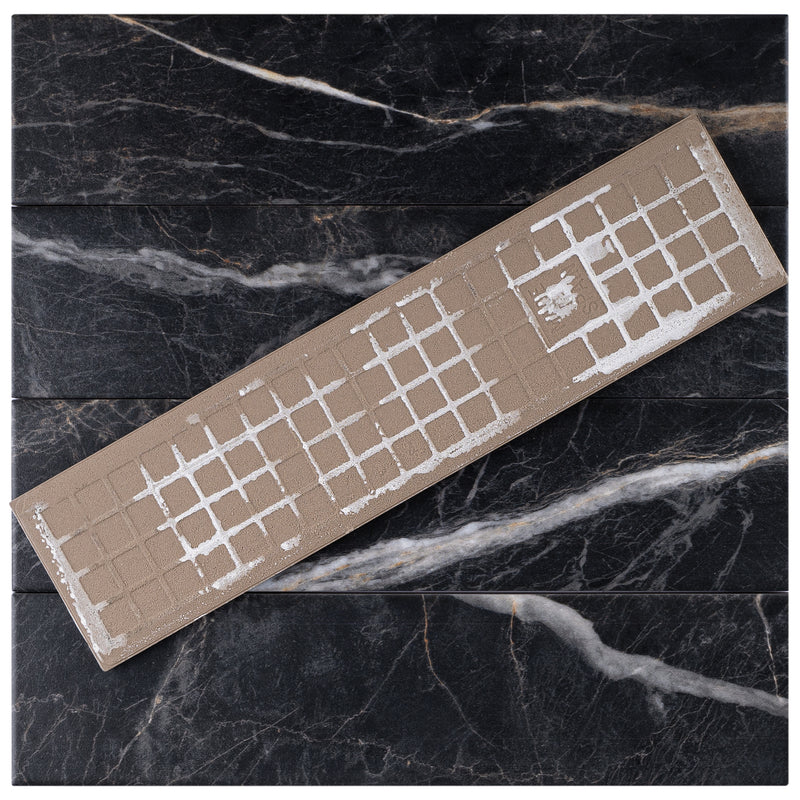 ELEGANCE 3.15"x12.99" Matte Porcelain Floor and Wall Tile - Marquina Gold