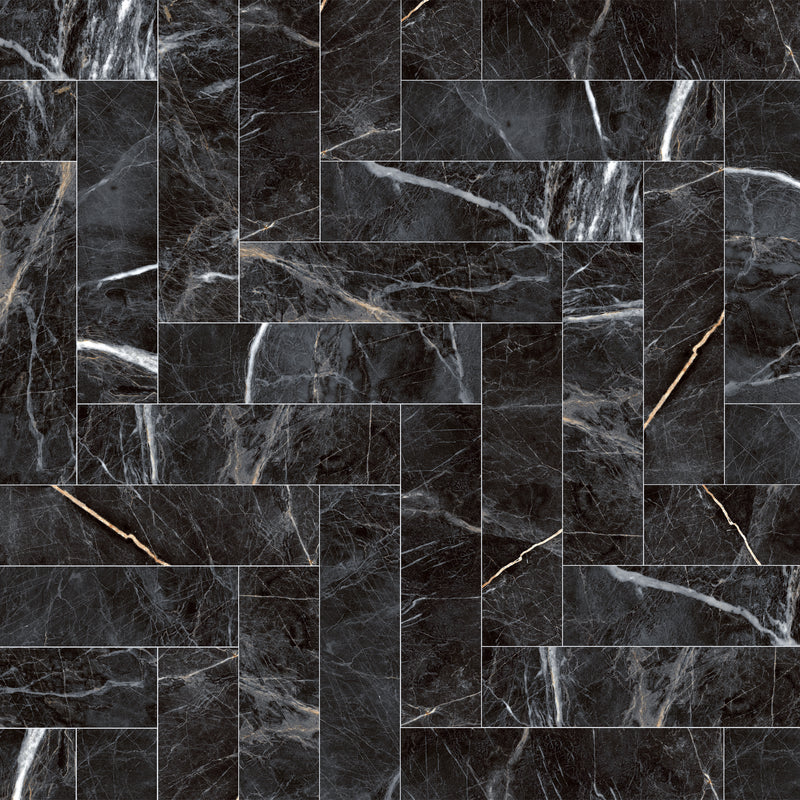 ELEGANCE 3.15"x12.99" Matte Porcelain Floor and Wall Tile - Marquina Gold