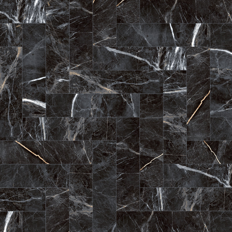 ELEGANCE 3.15"x12.99" Matte Porcelain Floor and Wall Tile - Marquina Gold