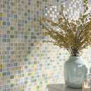 Mediterranean Gold 11.82 in. x 11.82 in. Squares Glossy Glass Mosaic Tile