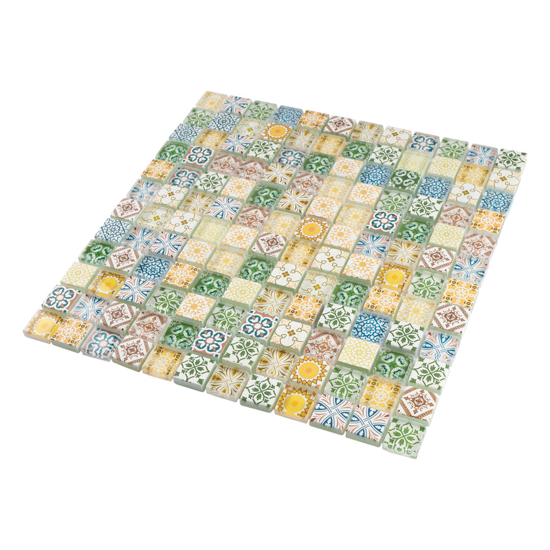 Mediterranean Gold 11.82 in. x 11.82 in. Squares Glossy Glass Mosaic Tile
