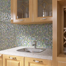 Mediterranean Green 11.82 in. x 11.82 in. Squares Glossy Glass Mosaic Tile