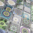 Mediterranean Green 11.82 in. x 11.82 in. Squares Glossy Glass Mosaic Tile