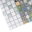 Mediterranean Green 11.82 in. x 11.82 in. Squares Glossy Glass Mosaic Tile