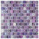 Mediterranean Purple 11.82 in. x 11.82 in. Squares Glossy Glass Mosaic Tile