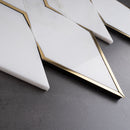 Natural Blanco White Gold 14.1 in. x 8.9 in. Geometric Polished Marble Mosaic Tile