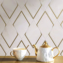 Natural Blanco White Gold 14.1 in. x 8.9 in. Geometric Polished Marble Mosaic Tile