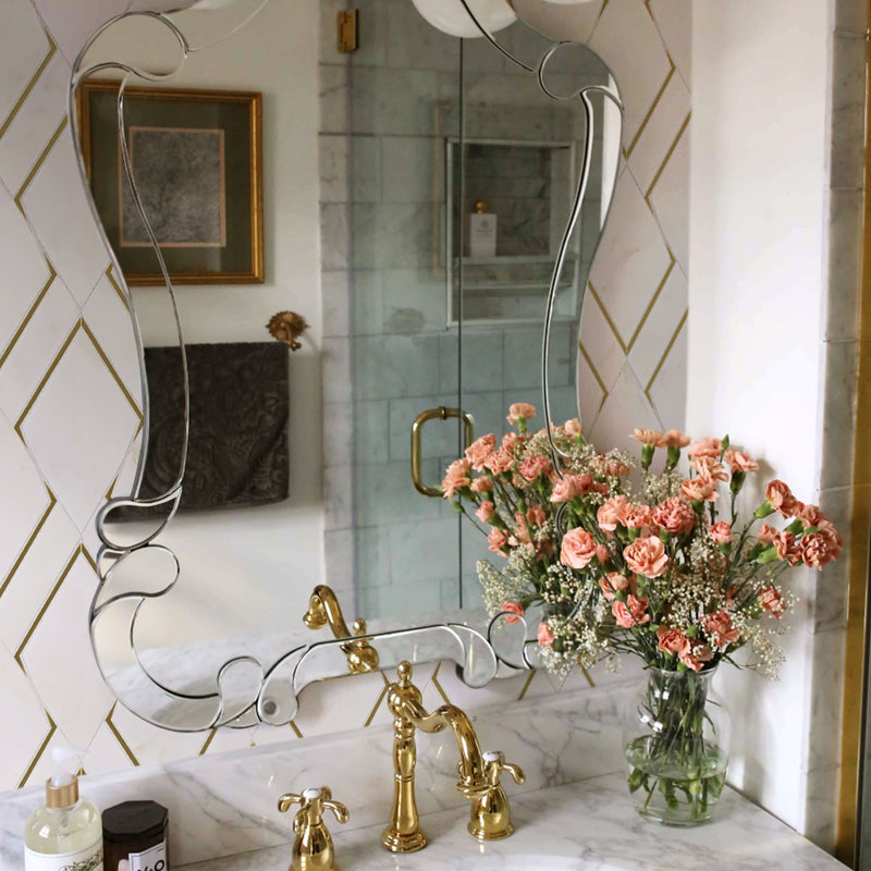 Natural Blanco White Gold 14.1 in. x 8.9 in. Geometric Polished Marble Mosaic Tile