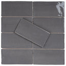 New Country  2.95"x5.9" Polished Ceramic Wall Tile - Asfalt Charcoal Gray