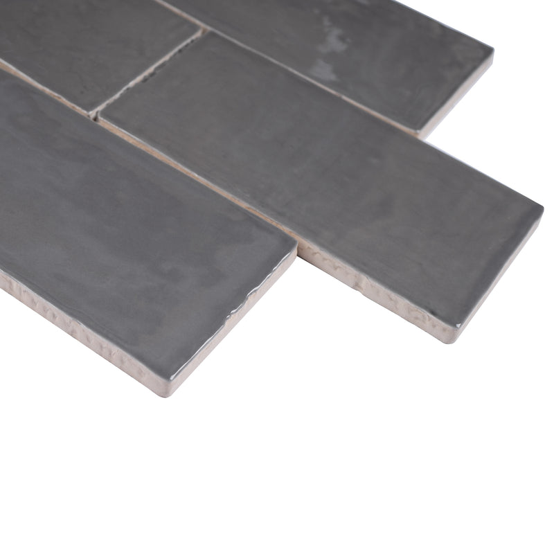 New Country  2.95"x5.9" Polished Ceramic Wall Tile - Asfalt Charcoal Gray