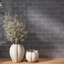 New Country  2.95"x5.9" Polished Ceramic Wall Tile - Asfalt Charcoal Gray