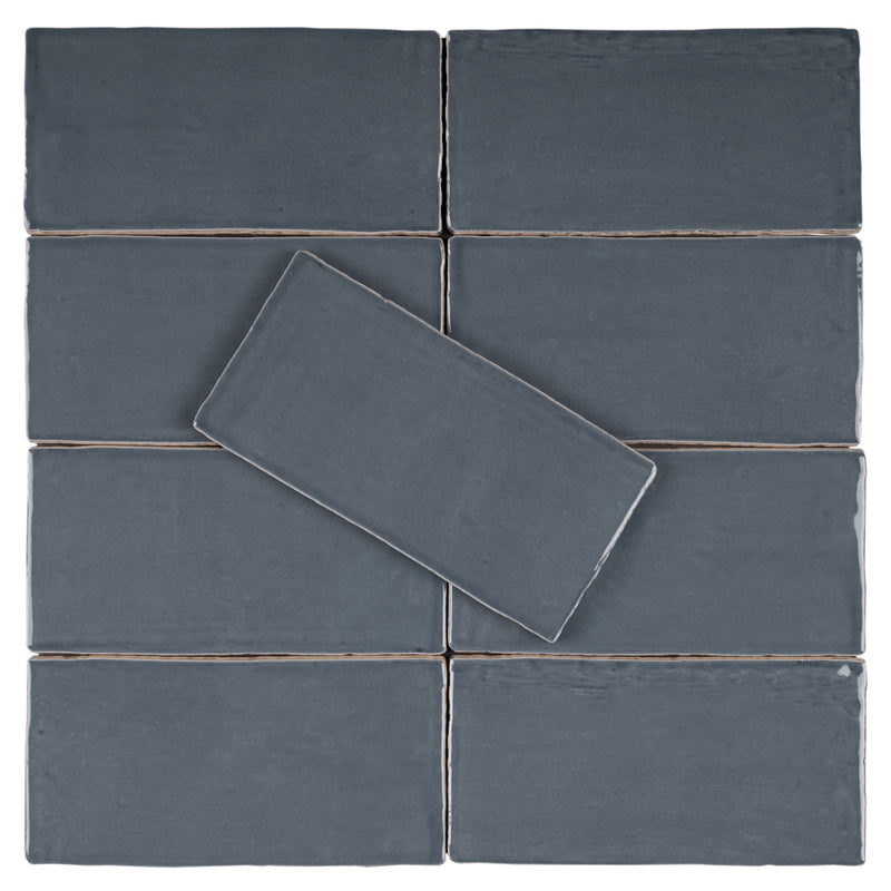NEW COUNTRY 2.95"x5.9" Polished Ceramic Wall Tile - Deep Blue