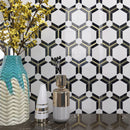 Natural Dorato White Gold 11.11 in. x 9.61 in. Hexagon Polished Marble Mosaic Tile