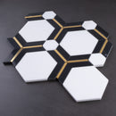 Natural Dorato White Gold 11.11 in. x 9.61 in. Hexagon Polished Marble Mosaic Tile
