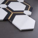 Natural Dorato White Gold 11.11 in. x 9.61 in. Hexagon Polished Marble Mosaic Tile