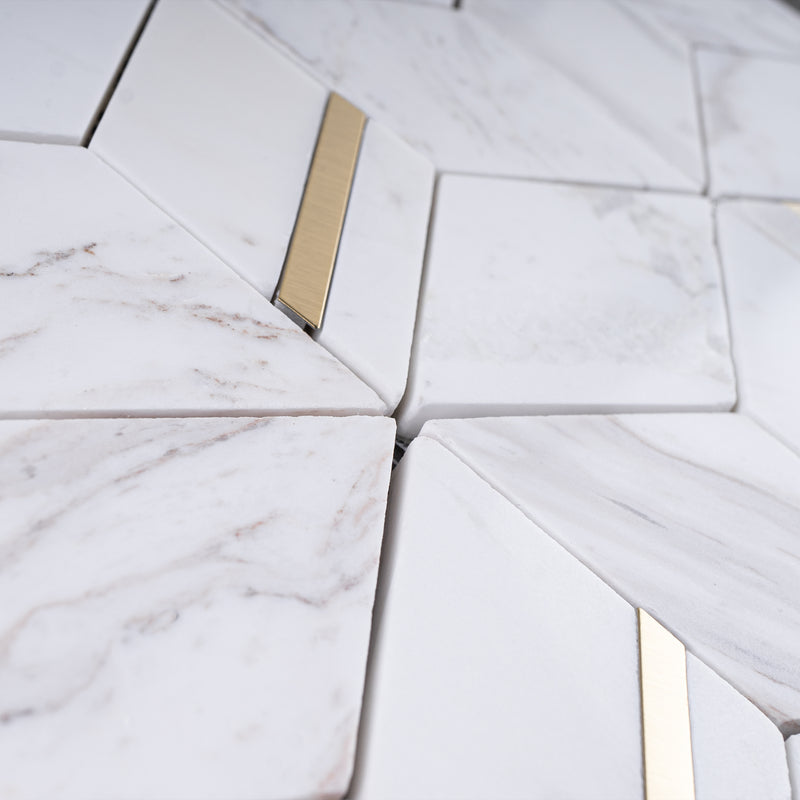 Natural Dorato White Gold 11.42 in. x 13.39 in. Hexagon Polished Marble Mosaic Tile