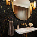 Natural Dorato Black Gold 11.42 in. x 13.39 in. Hexagon Polished Marble Mosaic Tile