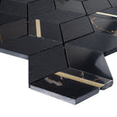 Natural Dorato Black Gold 11.42 in. x 13.39 in. Hexagon Polished Marble Mosaic Tile