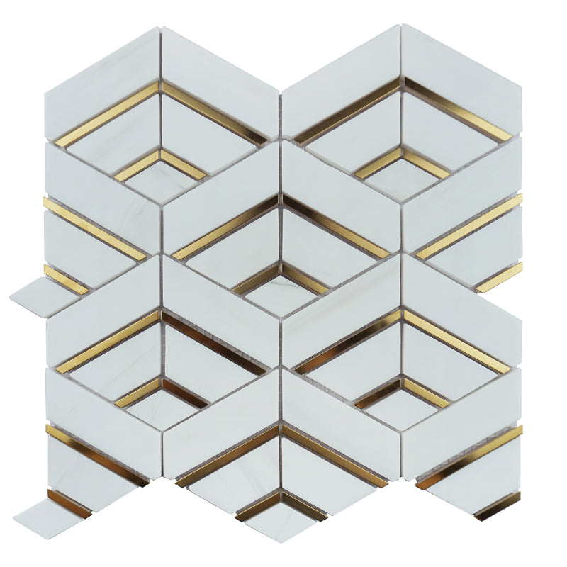 Natural Dorato White Gold 12.01 in. x 11.58 in. Hexagon Polished Marble Mosaic Tile