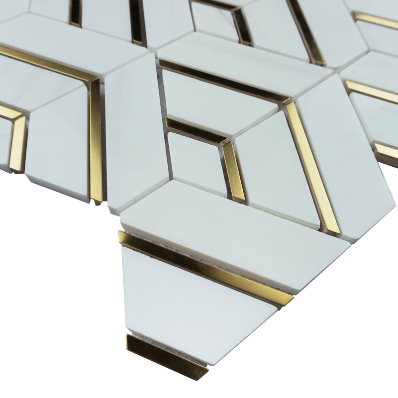 Natural Dorato White Gold 12.01 in. x 11.58 in. Hexagon Polished Marble Mosaic Tile