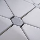 Natural White and Gray 12.01 in. x 11.74 in. Geometric Polished Marble Mosaic Tile