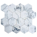 Natural White 12.01 in. x 10.44 in. Hexagon Polished Marble Mosaic Tile