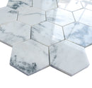 Natural White 12.01 in. x 10.44 in. Hexagon Polished Marble Mosaic Tile