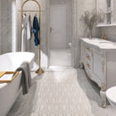 Natural White and Gray 12.01 in. x 12.01 in. Geometric Polished Marble Mosaic Tile