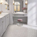 Natural White and Gray 12.01 in. x 12.01 in. Geometric Polished Marble Mosaic Tile