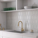 Natural White and Gray 12.01 in. x 12.01 in. Geometric Polished Marble Mosaic Tile