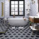 ONTARIO 9"x10" Porcelain Stone Look Hexagon Floor and Wall Tile Matt