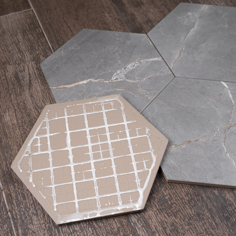 ELEGANCE 7.7"x8.9" Matte Porcelain Floor and Wall Tile - Dark Gray