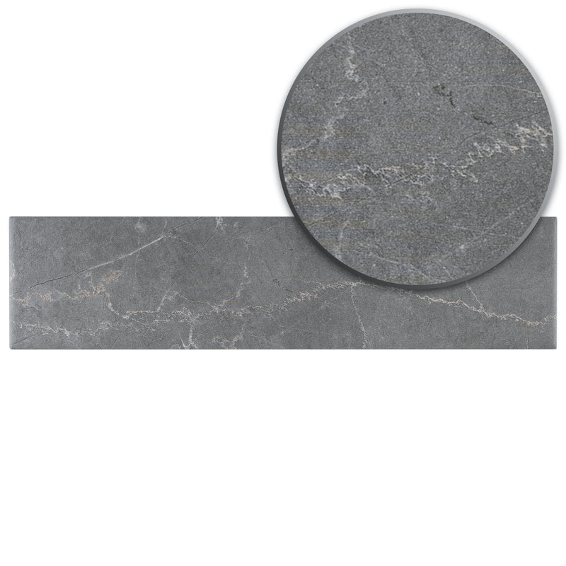 ELEGANCE 3.15"x12.99" Matte Porcelain Floor and Wall Tile - Dark Gray