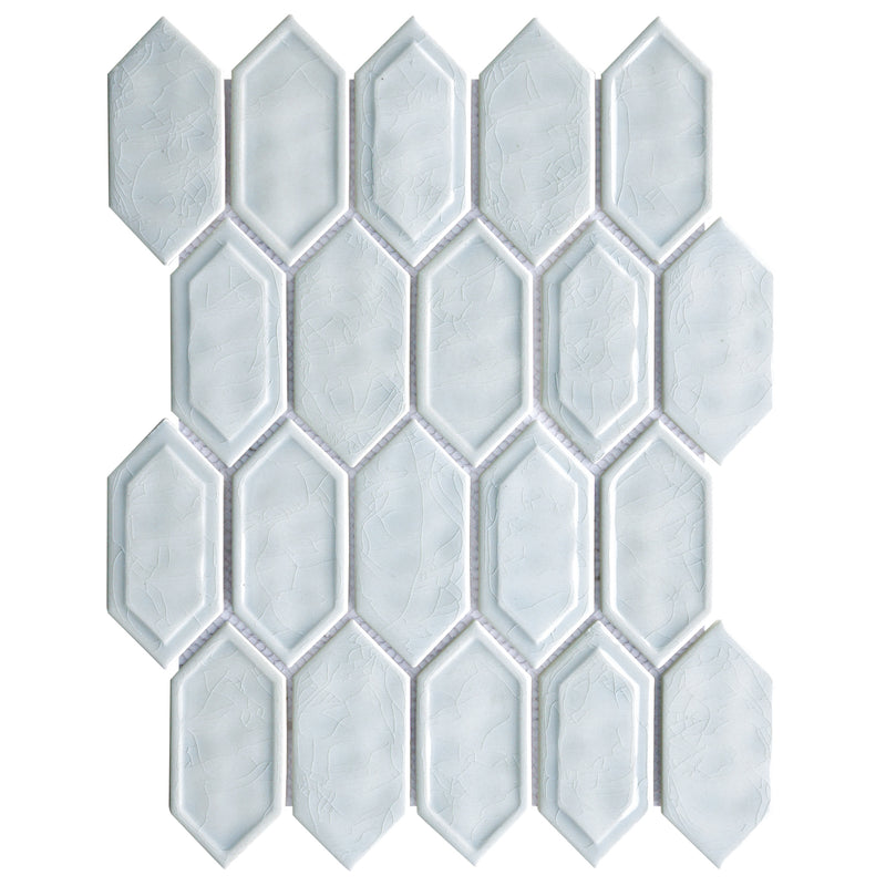 Classic Aqua 13.31 in. x 10.24 in. Picket Glossy Glass Mosaic Tile