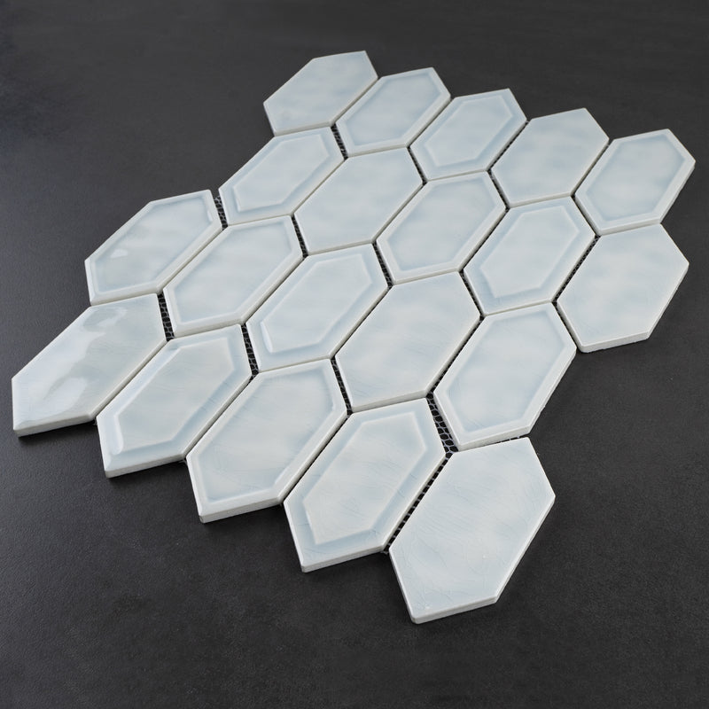 Classic Aqua 13.31 in. x 10.24 in. Picket Glossy Glass Mosaic Tile
