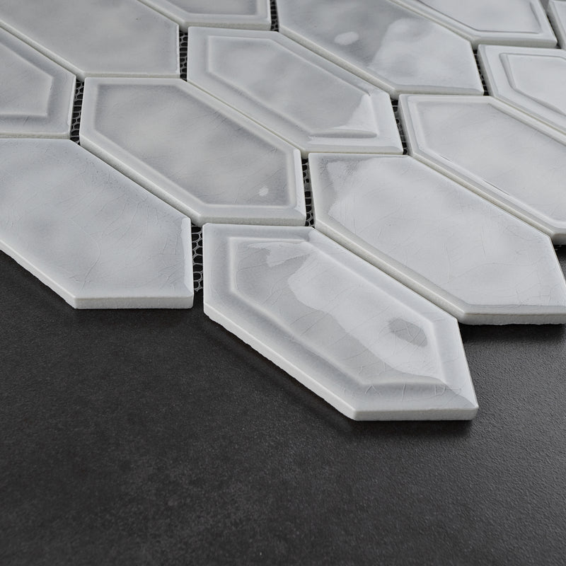 Classic Gray 13.31 in. x 10.24 in. Picket Glossy Glass Mosaic Tile