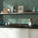 Classic Green 13.31 in. x 10.24 in. Picket Glossy Glass Mosaic Tile