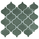 Classic Green 10.36 in. x 9.38 in. Arabesque Glossy Glass Mosaic Tile