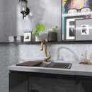 Classic Gray 11.86 in. x 10.79 in. Arabesque Glossy Glass Mosaic Tile