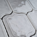 Classic Gray 11.86 in. x 10.79 in. Arabesque Glossy Glass Mosaic Tile