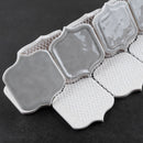 Classic Gray 11.86 in. x 10.79 in. Arabesque Glossy Glass Mosaic Tile