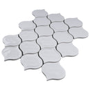 Classic White 9.69 in. x 11.97 in. Arabesque Glossy Glass Mosaic Tile